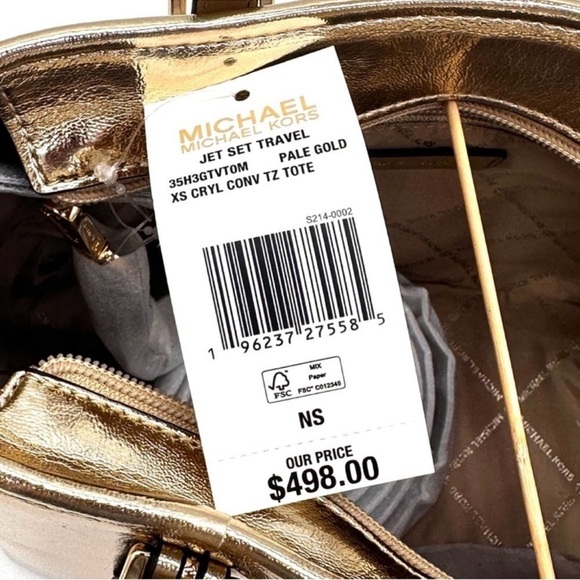 Michael Kors Jet Set Travel XS TZ Tote Bag Gold - Picture 12 of 12